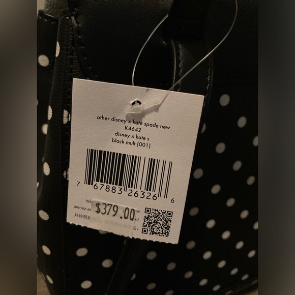 Disney x Kate Spade Minnie Mouse Ears Red Bow Black & White Polka Dot Back Pack - Picture 15 of 17